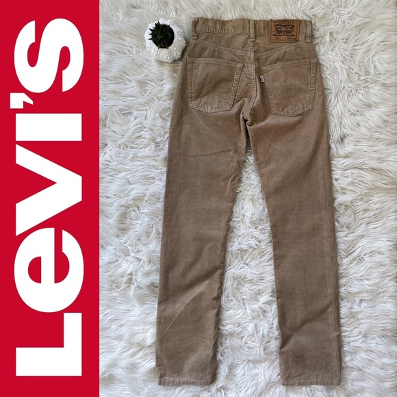 Vintage LEVI’S 551 tan corduroy button fly straight leg pants with white tab - Picture 10 of 16